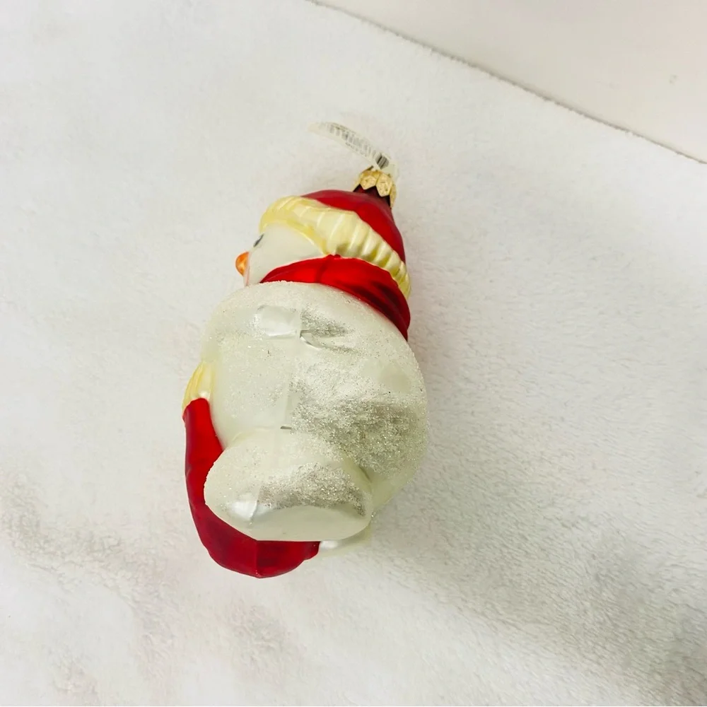 Department 56 Vintage Festive Snowman Holding a Red Stocking Christmas Ornament